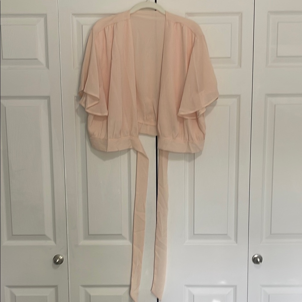 Cream Flutter Sleeve Boxy Blouse